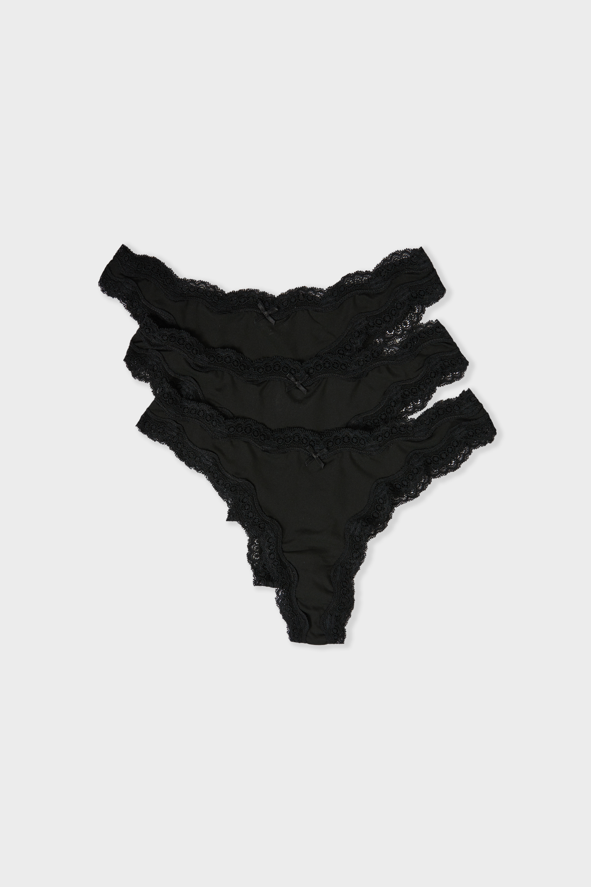 Pack of 3 cotton and lace tangas
